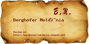 Berghofer Melánia névjegykártya